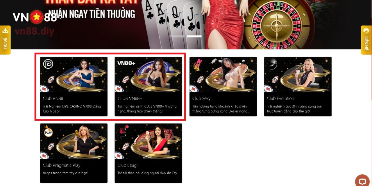 Đôi Nét Về Sảnh Casino Club VN88